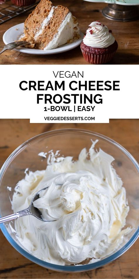 Vegan Cake Icing, Vegan Frosting Recipe, Vegan Cake Frosting, Vegan Cream Cheese Icing, Vegan Cream Cheese Recipe, Dairy Free Cream Cheese Frosting, Veggie Desserts, Cream Cheese Frosting Easy, Dairy Free Frosting