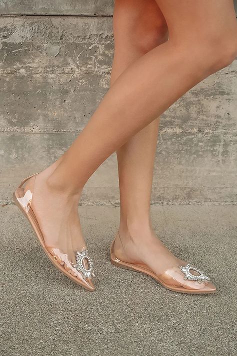 Nude Flats, Trendy Glasses, Rhinestone Flats, Wedding Flats, Fancy Shoes, Girly Shoes, Cute Boots, Mesh Shoes, Prom Shoes