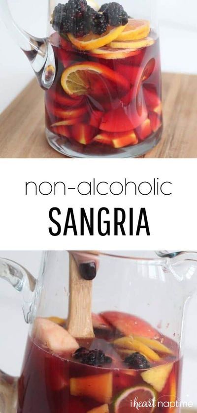 A fresh and fruity non-alcoholic sangria recipe that makes the most refreshing drink for any event! Not to mention that it looks absolutely beautiful. This will quickly become your new favorite virgin drink! #sangria #sangriarecipe #nonalcoholic #nonalcholicsangria #drinks #drinkrecipe #beverages #mocktails #fruit #recipes #iheartnaptime Virgin Sangria, Non Alcoholic Sangria, Alcohol Free Drinks, I Heart Naptime, Drink Recipes Nonalcoholic, Sangria Recipe, Non Alcoholic Cocktails, Alcoholic Cocktails, Fancy Drinks