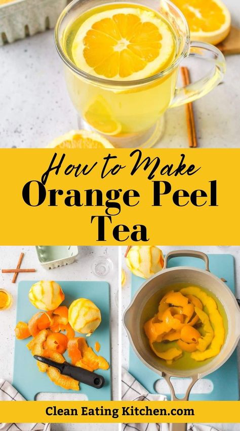 This Orange Peel Tea recipe is a super healthy hot drink made by simmering organic orange peels in water, with options to add flavors like cinnamon. Full of vitamin C and antioxidants, it’s a great health-promoting beverage. Inflammatory Drinks, Orange Peel Tea, How To Make Orange, Dried Orange Peel, Orange Peels, Cinnamon Tea, Herbal Teas Recipes, Orange Tea, Tea Recipe