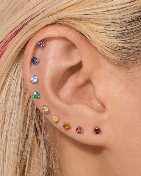 We’d say there’s gold at the end of the rainbow, but our rainbow is already made of gold (and it’s on sale!) #labordaysale Ear Makeup, Stone And Strand, End Of The Rainbow, Multiple Ear Piercings, Cool Piercings, Types Of Piercings, Homemade Beauty Tips, Purple Jewelry, Authentic Jewelry