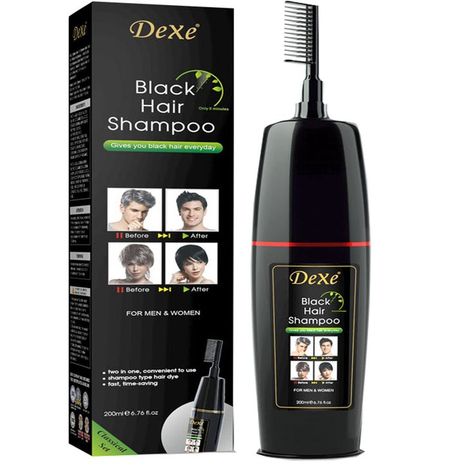 Dexe Instant Black Hair Shampoo Dye, Hair Color Shampoo for Gray Hair -Magic Hair Dye Shampoo For Men & Women- Semi Permanent Hair Color Depositing Conditioner-Mild Plant Formula--Ammonia Free-100% Gray Coverage-Safe & Easy & Quick -Lasts 30 Days Color Conditioner 200ml (200ml, Black) Black Hair Shampoo, Shampoo For Men, Hair Dye Shampoo, Shampoo For Gray Hair, Grey Hair Coverage, Hair Magic, Mens Shampoo, Color Conditioner, Dye Hair