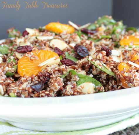 Brighten your Quinoa up with this Cranberry Quinoa Salad! Quinoa, craisins,mandarin oranges and sliced almonds are drizzled with Orange Raspberry Dressing Mandarin Salad, Cranberry Quinoa Salad, Pearl Couscous Salad, Mandarin Orange Salad, Baked Haddock, Haddock Recipes, Raspberry Vinaigrette, Quinoa Healthy, Orange Salad