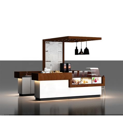 The coffee kiosk with a top design and a factory price for shopping mall Kiosk Coffee Design, Coffee Kiosk Design Ideas, Kiosk Design Mall, Coffee Kiosk Design, Coffee Shop Kiosk, Kiosks Design, Kiosk Cafe, Ice Cream Kiosk, Coffee Booth