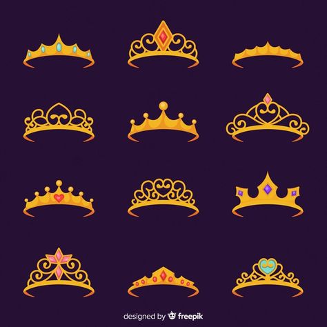 Flat princess tiara collectio | Free Vector #Freepik #freevector #freewoman #freecrown #freegirl #freecute Tiara Drawing Reference, Tiara Drawing, Disney Crown, Crown Illustration, Crown Drawing, Crown Art, Siluete Umane, Anime Jewelry, Jewelry Design Drawing