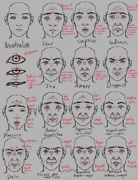 Facial Expressions Drawing, Emotion Faces, Drawing Face Expressions, Face Drawing Reference, 캐릭터 드로잉, Drawing Expressions, Facial Expression, Animation Reference, Poses References