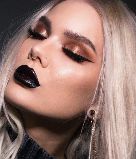 Todays look | Copper Modern Witch Makeup, Rock Makeup, Rock Look, Mekap Mata, 20 Makeup, Nice Face, Linda Hallberg, Black Lipstick, More Is More