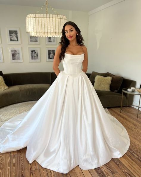 ONE BRIDAL BOUTIQUE on Instagram: "save this post for later: basque waist wedding dress inspo 💭🤍💍" Basic Silk Wedding Dress, Wedding Dress Silk Ballgown, Strapless Silk Wedding Dress Ballgown, Plain Corset Wedding Dress, Wedding Dress Regal, Old Timey Wedding Dress, Classy Wedding Dress Ballgown, Satin Ball Gown Wedding Dress With Sleeves, Strapless Basque Waist Wedding Dress