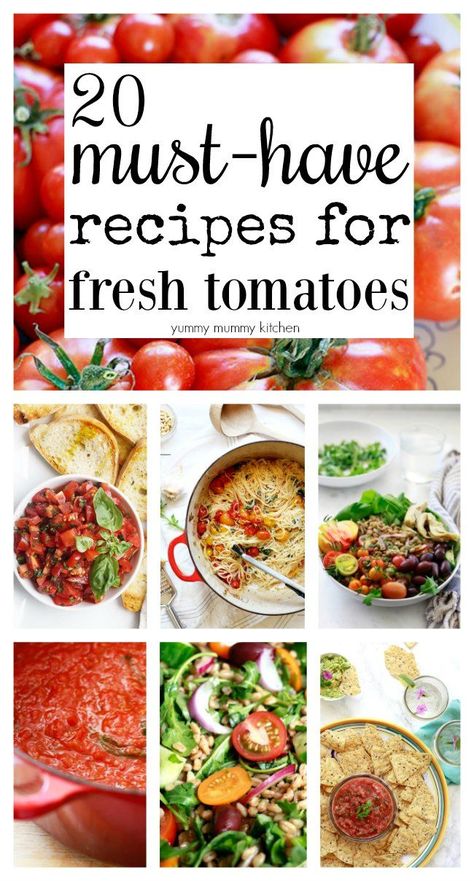 Fresh tomato recipes. From fresh tomato sauce, to soup, to salsa, and more, these recipes are the perfect for abundant summer tomatoes. Garden Tomato Recipes, Tomato Dishes, Fresh Tomato Recipes, Community Table, Salad Pasta, Summer Tomato, Homemade Tomato Sauce, 12 Tomatoes, Mouthwatering Recipes