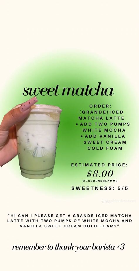 Starbucks Matcha Green Tea, Matcha Latte Starbucks, Matcha Drink Recipes, Starbucks Ideas, Starbucks Drink Menu, Dunkin Donut, Sweet Matcha, Starbucks Matcha, Keto Board