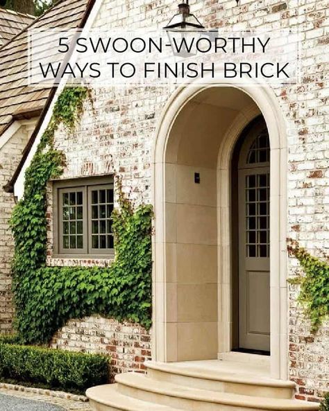 German smear, slurry,whitewash, paint, and limewash are great solutions, but what exactly are they. We'll talk about each technique and when to use each one English Cottage Brick Exterior, Whitewashed Exterior Brick, Remodeling Brick House Exterior, Sloppy Mortar Brick Exterior, Whitewashed Brick House Exterior, Like Washed Brick House, Limewashed House Exterior, Brick Exterior Renovation, White Brick And Rock Exterior