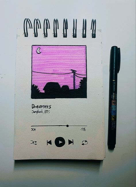 Spotify Playlist Drawing Ideas Easy, Sketch Book Music, Easy Music Paintings, Art Book Cover Ideas Drawing Easy, Spotify Inspired Design, Spotify Doodle Art, Song Playlist Drawing, Song Drawings Art Spotify, Spotify Music Drawing