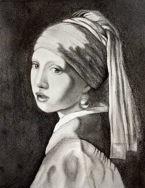 The Girl With The Pearl Earring Drawing, Girl With Pearl Earring, Pretty Paintings, Famous Portraits, Girl With A Pearl Earring, Fairytale Art, Random Art, Art Drawings Sketches Creative, Pearl Earring