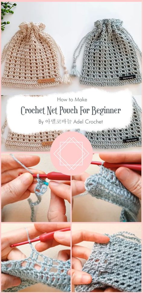 We would like to share very simple way of crocheting a net pouch or purse with this instruction video which has been translated in English, so you can easily follow the basic pattern. Small Bag Crochet Pattern Free, Crochet Mini Pouch Free Pattern, Crochet Small Bag Pattern Free, Pouch Crochet Pattern Free, Mini Pouch Crochet, Crochet Pouch Free Pattern, Easy Crochet Pouch, Small Crochet Pouch, Simple Pencil Pouch