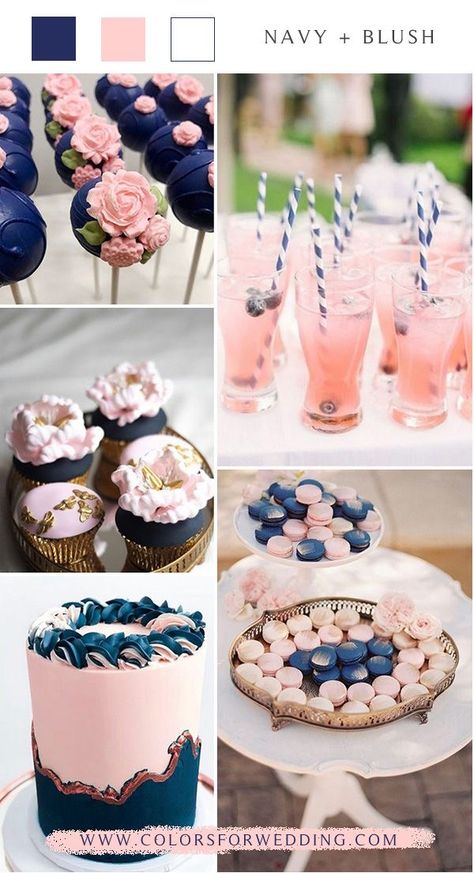 Navy And Blush Pink Gender Reveal, Blue Pink Party Decoration, Navy Blue And Blush Pink Gender Reveal, Navy And Dark Pink Wedding, Gender Reveal Ideas Navy And Pink, Gender Reveal Not Pink And Blue, Navy Blue Pink Gold Gender Reveal, Gender Reveal To Coworkers, Navy Blue And Pink Party Decorations