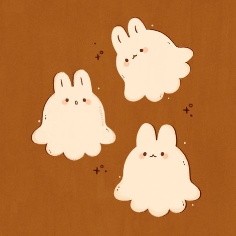 Three spooky friends 🍂 . . . #ghostart #halloweenart #autumnvibes #kawaiiart #cottagecoreart #ghosts #illustration #spookyseason #bunny #bunnyillustration Ghosts Illustration, Ghost Bunny, Bunny Friends, Cottage Core Art, Kawaii Style, Cozy Reading, Fall Aesthetic, Kawaii Art, Cute Ghost