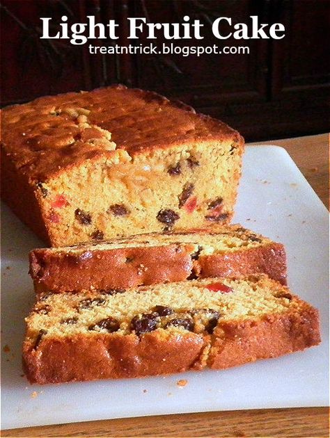 TREAT & TRICK: LIGHT FRUIT CAKE This light fruit cake is  what some people prefer. It can be cooked in under pan sizes Island Desserts, Light Fruit Cake Recipe, Jul Kaka, Fruit Cake Recipe Easy, Light Fruit Cake, Banana Upside Down Cake, Fruit Cake Recipe Christmas, Caribbean Foods, Caribbean Life