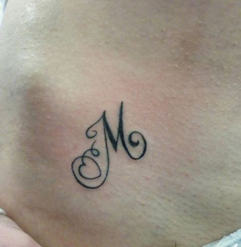 Letter M Tattoo Designs, M Letter Tattoo Design, M Heart Tattoo, M Tattoo Design, Cursive M Tattoo, Millie Tattoo, M With Heart, M Initial Tattoo, Letter M Tattoo Ideas