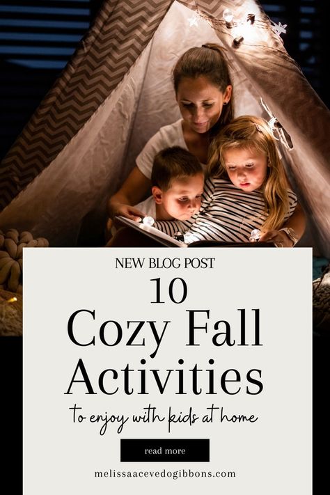 Looking for ways to keep your kids entertained this fall? Check out these 10 cozy activities that you can do at home to create warm memories and have fun together. Fall And Winter Activities, Things To Do With Kids At Home Winter, Kids Fall Activities Outdoor, Fall Break Ideas For Kids, Fall Things To Do With Kids, Fall Family Activities At Home, Fall Traditions With Kids, At Home Fall Activities, Things To Do At Home With Kids