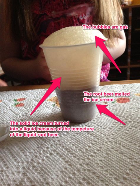 Three States Of Matter, Matter Lessons, Solid Liquid Gas, Beer Float, States Of Matter, Root Beer Float, Unschooling, Science Experiment, Homeschool Science