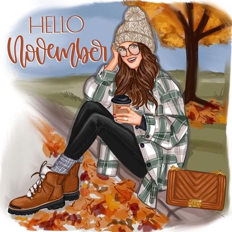 Welcome November, Heather Stillufsen, Poetry For Kids, Happy November, Hello November, Cute Fall Wallpaper, Sassy Pants, Illustrator Artist, Girly Art Illustrations