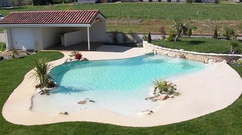 Beach Pool Design, Luxury Pool Deck, Luxury Pool Party, Luxury Pool House, Luxury Pools Indoor, Luxury Pools Backyard, Pool Design Ideas, Beach Entry Pool, Pool Cabana