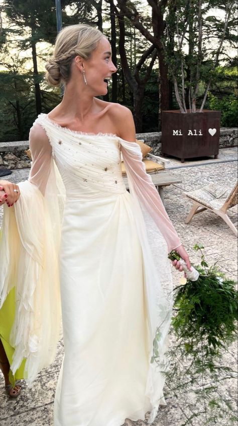 Cowl neck wedding dress