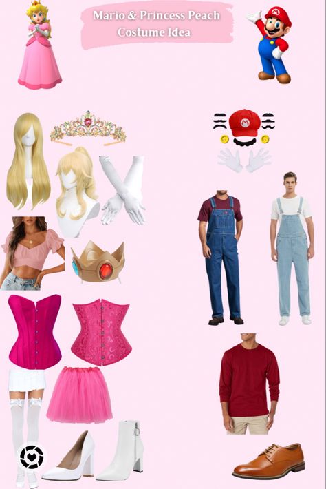 Mario Costume Women, Peach Halloween Costume, Mario Costume Diy, Princess Peach Costume Diy, Princess Peach Halloween Costume, Princess Peach Halloween, Diy Princess Costume, Mario Halloween Costumes, Princess Peach Costume