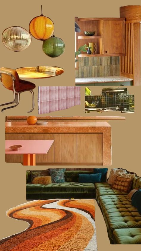 #70's decor 70s Funky Interior Design, 70s Icons Aesthetic, 60s 70s Home Decor, 70s Retro Decor, 70s Coffee Shop, 70s Vibes Aesthetic, 70s Modern Interior Design, 70s Decor Living Room, 70s Interior Design Retro