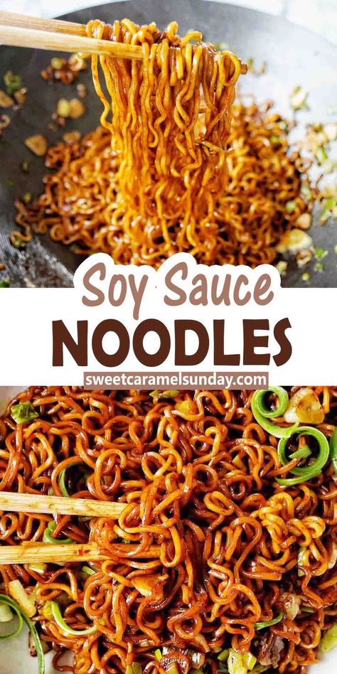 Soy Sauce Meals, Noodles With Soy Sauce Easy Recipes, Noodle Sauce Recipes, Chopstick Food, Noodle Sauce Recipe, Asian Sides, Soy Sauce Noodles, Hibachi Recipes, Ramen Recipes Easy