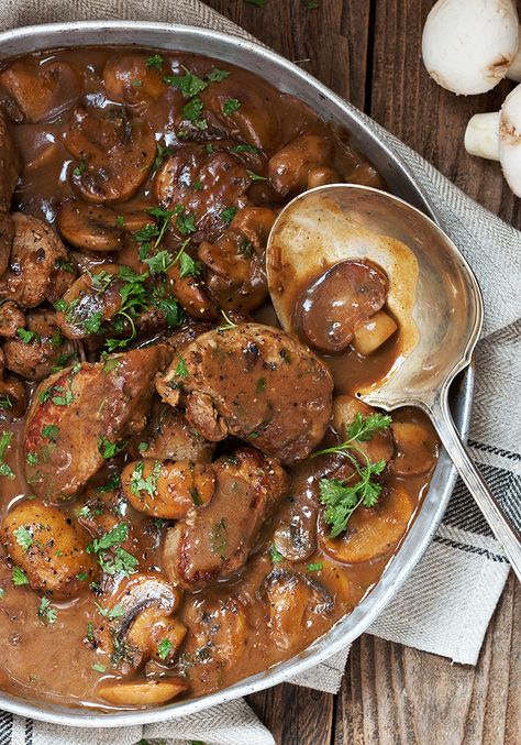 Skillet Pork Medallions in Mushroom Marsala Sauce Pork Marsala, Easy Pork Tenderloin Recipes, Mushroom Marsala, Pork Tenderloin Medallions, Easy Pork Tenderloin, Pork Tenderloins, Marsala Sauce, Pork Medallions, Pork Entrees