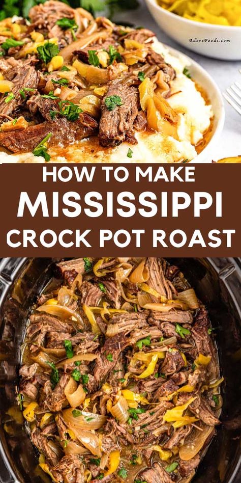 Mississippi Pot Roast Crockpot Recipe Mississippi Pot Roast Crockpot Gluten Free, Mississippi Pot Roast Banana Peppers, Roast Crock Pot Recipes Slow Cooker, Pepperocini Roast Crockpot Crock Pot, Mississippi Pot Roast Crockpot Recipes, Crock Pot Pot Roast Recipes, Crockpot Mississippi Pot Roast, Mississippi Pot Roast Crockpot, Roast Beef Crock Pot Recipes