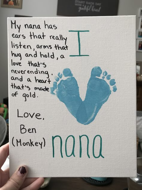 Footprint Crafts For Aunt, Christmas Gifts For Aunts Diy, Mimi Crafts For Mothers Day, Aunt Gifts From Niece Crafts, Birthday Gifts For Aunt From Nephew, Diy Christmas Gifts For Aunt From Kids, Mother’s Day Gifts Nana, Mothers Day Crafts For Kids For Nana, Nana Crafts For Mothers Day