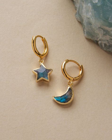 Celestial Hoop Earrings With Star Charm, Celestial Moon Shaped Earrings With Star Charm, Celestial Moon Earrings With Star Charm, Celestial Moon-shaped Earrings With Star Charm, Celestial Small Hoop Jewelry With Star Charm, Moon Phase Star Earrings For Gift, Celestial Star-shaped Hoop Earrings For Gift, Celestial Star-shaped Hoop Earrings With Moon Charm, Celestial Star-shaped Hoop Earrings