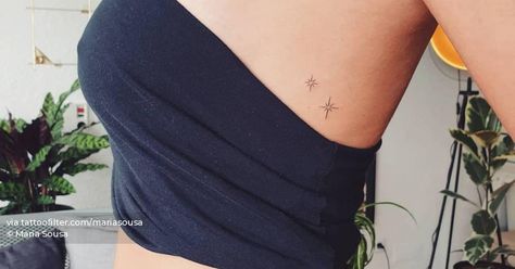 Stars Tattoo Ribs, Rib Star Tattoo, Stars Rib Tattoo, Star Rib Tattoo, Small Rib Tattoos For Women, Teeny Tattoos, North Star Tattoos, Girly Tattoo, Small Rib Tattoos