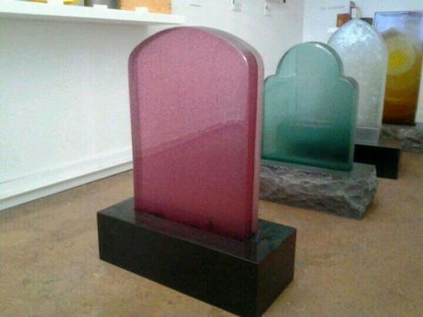 Colored Glass Headstones - via Spirit Earth Wisdom/FB Glass Tombstones, The Witches 1990, Grave Monuments, Grave Headstones, Cemetery Headstones, Cemetery Art, Charm School, Memento Mori, Tombstone