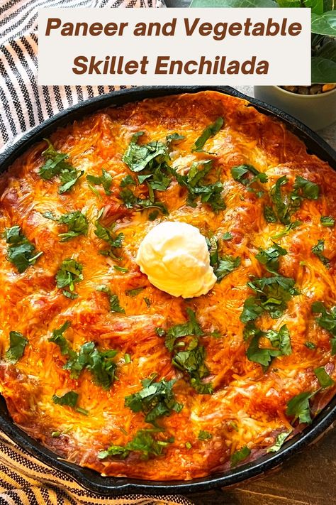 Paneer and veggie enchilada Paneer Enchiladas, Indian Enchiladas, Indian Mexican Fusion Food, Home Made Enchilada Sauce, Vegetable Enchiladas, Veggie Enchiladas, Fusion Recipes, Paneer Dishes, School Lunch Recipes