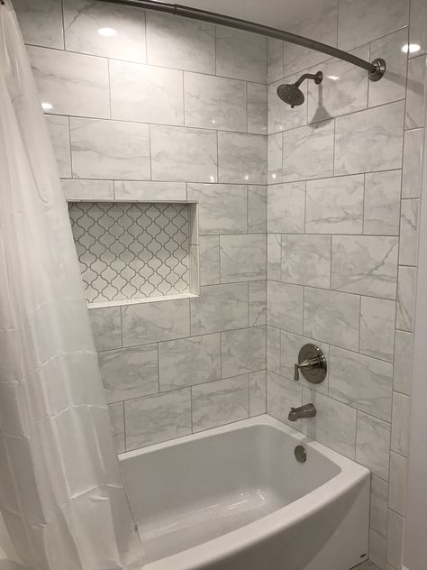 Small Full Bathroom, Tub Remodel, Interior Design Bathroom, Bathroom Projects, Guest Bathroom Remodel, Bathroom Tub Shower, Wall Decor Bathroom, Full Bathroom Remodel, Small Bathroom Renovations