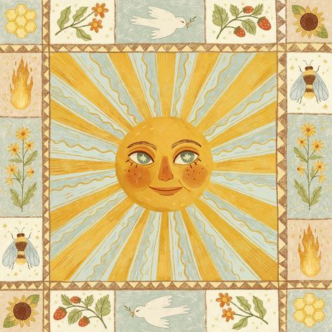 Summer Solstice Background, Aesthetic Summer Art, Summer Solstice Painting, Summer Vibes Widget, Cute Summer Widget Ideas, Summer Solstice Drawing, Sun Art Nouveau, Summer Solstice Aesthetic Art, Sun Folk Art