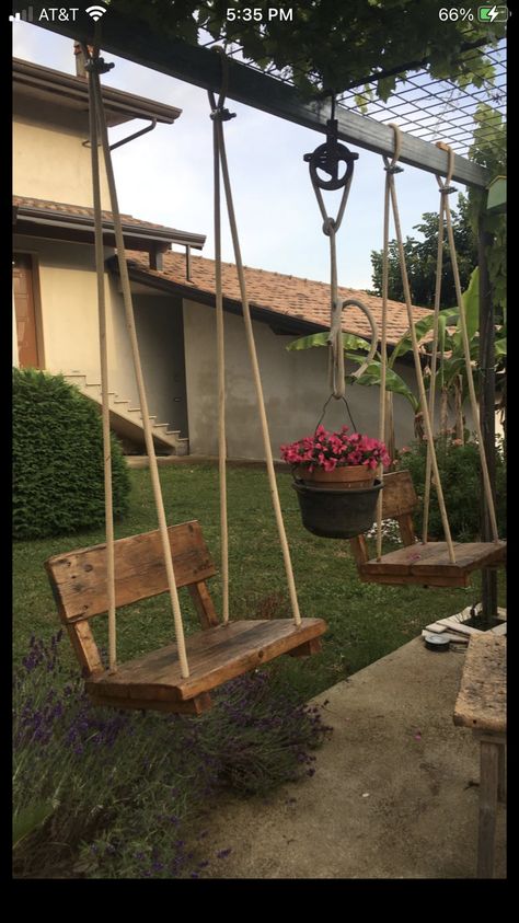 Outside Swings For Adults Diy, Rope Swings For Trees, Backyard Swings, Wooden Swing, Lindy Hop, Swing Dancing, Tree Swing, Backyard Playground, Modern House Exterior Design