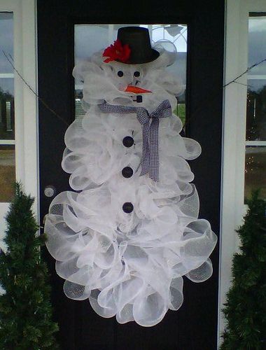 Deco Mesh Snowman, Mesh Snowman, Snowman Diy, 12 December, Door Decoration, Primitive Christmas, Noel Christmas, Diy Door, Christmas Wreaths Diy