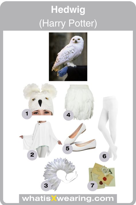 How to make your own adult DIY Hedwig owl costume from Harry Potter. Diy Hedwig Costume Adult, Hedwig Costume Woman, Harry Potter Owl Costume, Owl Costume Diy Women, Harry Potter Costume Ideas Diy, Girl Harry Potter Costume, Hedwig Costume Diy, Diy Hedwig Costume, Diy Hedwig