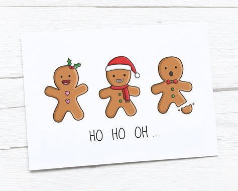 This cute, illustrated card is perfect for Christmas this year. The design is printed on 250gsm premium quality craft card, with a smooth finish. The card measures 105 x 148mm (A6) and comes with a white 100gsm envelope. The card is also blank inside for you to write your own personal message.  This product will arrive packed in a clear bio-degradable / compostable sleeve, within a sturdy envelope to ensure it reaches you in perfect condition.   Any 5 Cards for £10  Never miss another occasion. Christmas Card Ideas Reindeer, Post Card Christmas Design, Christmas Congratulations Cards, How To Write Merry Christmas, Christmas Cards Gingerbread Man, Cute Christmas Cards To Make, Christmas Funny Cards, Christmas Cards For Grandma, Christmas Birthday Cards Ideas