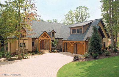 Angled Garage House Plans | Angled Home Plans by Don Gardner Floor Arrangements, Large Apartment, Plan Elevation, Craftsman Details, Basement House Plans, Craftsman Exterior, Apartment Buildings, Craftsman Style Homes, Craftsman Style House Plans