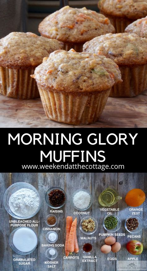 Carrot Morning Glory Muffins, High Protein Morning Glory Muffins, Everything Muffins, Morning Muffins Healthy, Fruit Muffin Recipes, Muffins Morning Glory, Healthy Muffins Recipes, Good Morning Muffins, Energy Muffins