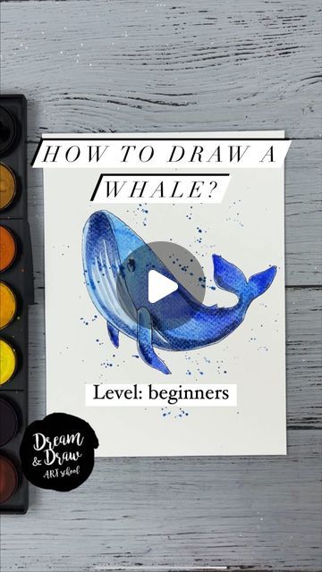 DRAWING TUTORIALS🔹WATERCOLOR🔹SKETCHING on Instagram: "How to draw a whale?🐋💙 ⭐️Join my Patreon art lesson subscription link in my bio @dreamanddraw.school 🎨Get my free demo lesson link in my bio👆 New video tutorial for watercolor sketching beginners😍 #watercolor #watercolour #watercolorsketching #artlesson #arttutorial #watercolortutorial #sketchtutorial #dreamanddrawschool" How To Draw Whales Step By Step, Watercolour Drawing For Beginners, How To Draw Whale, Watercolour Art Beginners, How To Draw A Whale, Watercolour For Kids, Draw Whale, Sketching Beginners, Draw A Whale