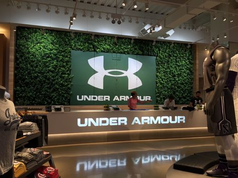 Under Armour Brand House - Chicago - 2015 Smart Outlets, Kiosk Branding, Cash Desk, School Branding, Soccer Decor, Under Armour Store, Cash Counter, Store Experience, Environmental Graphic Design