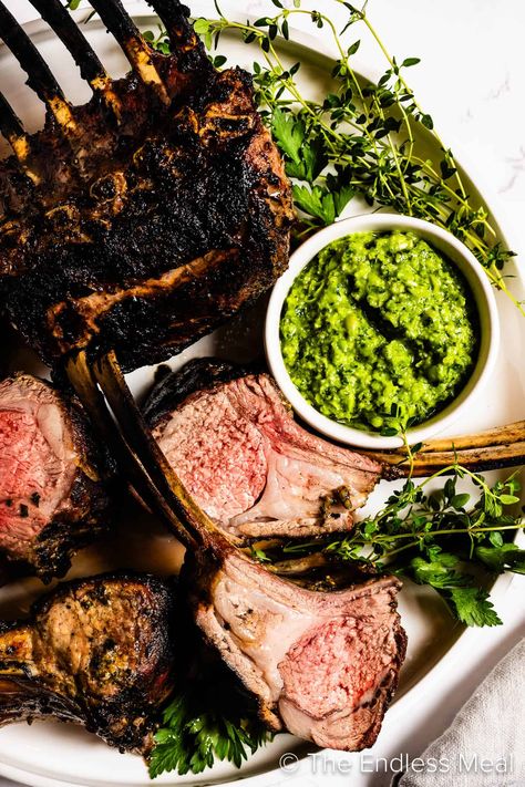 The secret to a perfectly grilled rack of lamb is to keep it simple. Here's how to put a delicious, impressive, grilled rack of lamb on the table. #theendlessmeal #lamb Rack Of Lamb Recipes, Grilled Lamb Recipes, Lamb Rack Recipe, Mint Pesto, Roast Rack Of Lamb, Grilled Potato Salad, Easter Meal, Bbq Seafood, Lamb Loin Chops