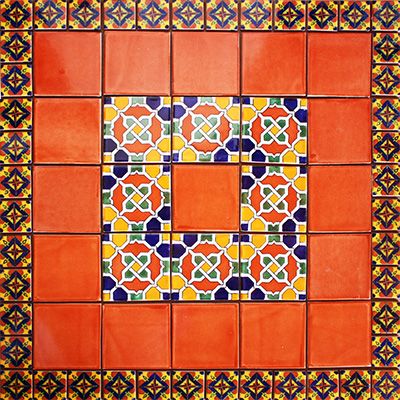 Fraga Mexican Tile Set Backsplash Mural Colonial Tropical Decor, Mexican Murals, Funky Tiles, Mexican Tile Table, Mexican Tile Backsplash, Mexican Tile Kitchen, Mexican Tile Floor, Mexican Plates, Orange Tile