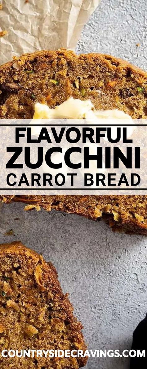 Try this easy zucchini bread recipe and you’ll thank me later. It’s like carrot cake and zucchini bread meshed together to make a perfectly moist and rich loaf of savory and sweet bread. This zucchini carrot bread is one of my favorite things to eat for breakfast in the fall. Zucchini Carrot Loaf, Zucchini Bread With Carrots, Carrot Zucchini Bread Recipes, Zucchini Carrot Banana Bread, Carrot And Zucchini Bread, Different Types Of Zucchini Bread, Carrot Cake Zucchini Bread, Starbucks Zucchini Bread Recipe, Carrot Apple Zucchini Bread Recipe